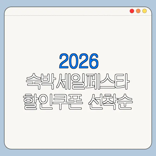 2026 숙박세일페스타 할인쿠폰 선착순 마감 전 받는 순서