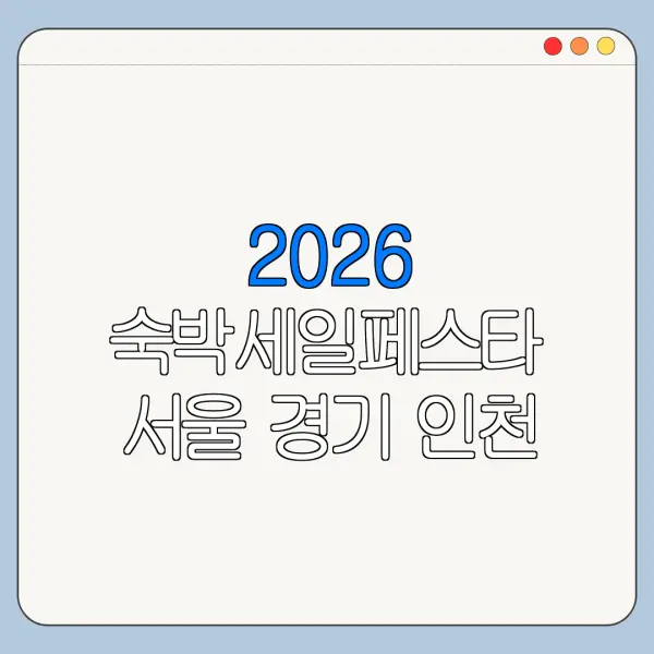 2026 숙박세일페스타 서울 경기 인천 숙박쿠폰 사용 가능할까