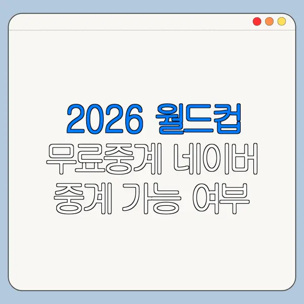 2026 월드컵 무료중계 네이버 중계 가능 여부 정리
