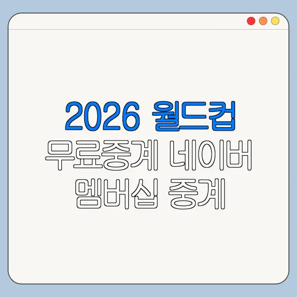 2026 월드컵 무료중계 네이버 멤버십 중계 확인사항