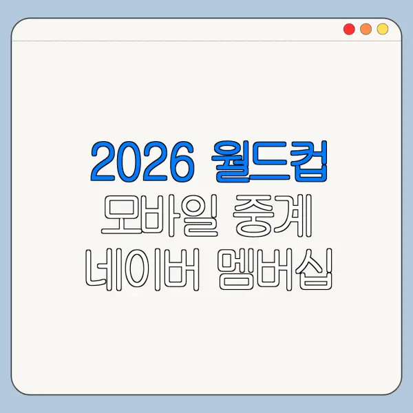 2026 월드컵 모바일 중계 네이버 멤버십 혜택 정리