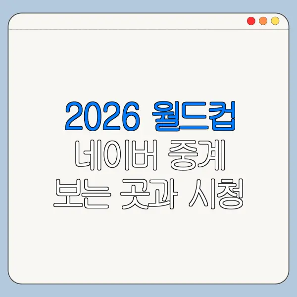 2026 월드컵 네이버 중계 보는 곳과 시청 방법