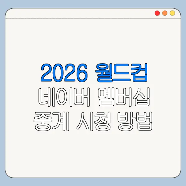 2026 월드컵 네이버 멤버십 중계 시청 방법