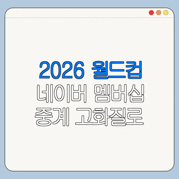 2026 월드컵 네이버 멤버십 중계 고화질로 보는 법