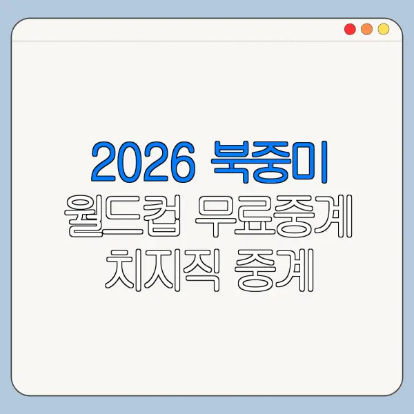 2026 북중미 월드컵 무료중계 치지직 중계 확인