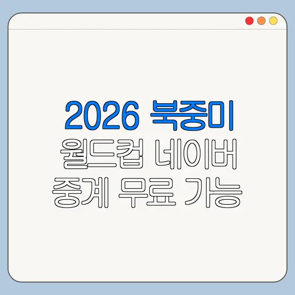 2026 북중미 월드컵 네이버 중계 무료 가능 여부