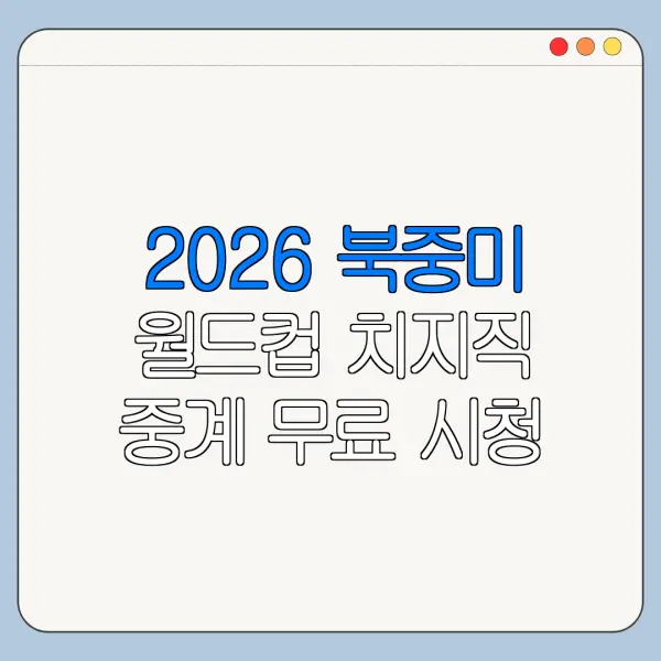 2026 북중미 월드컵 치지직 중계 무료 시청 여부