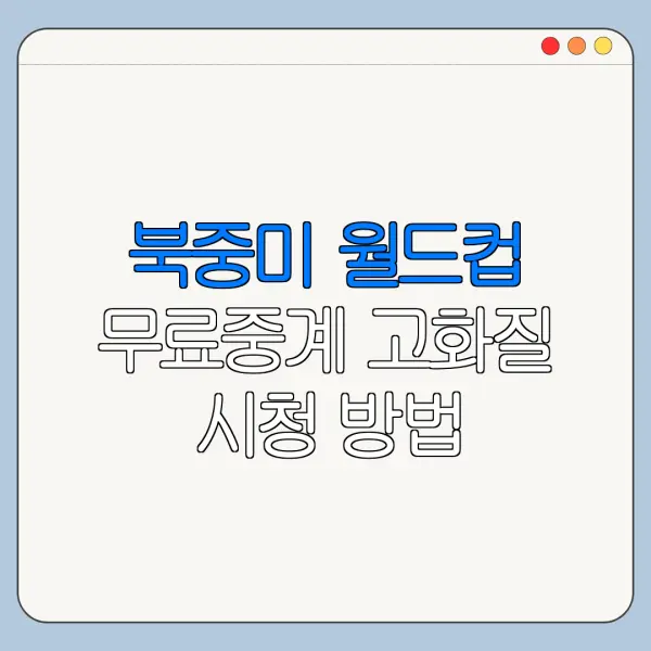 북중미 월드컵 무료중계 고화질 시청 방법