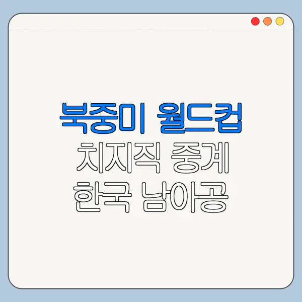 북중미 월드컵 치지직 중계 한국 남아공 경기