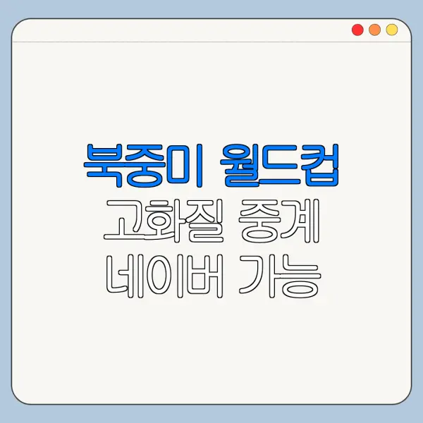 북중미 월드컵 고화질 중계 네이버 가능 여부