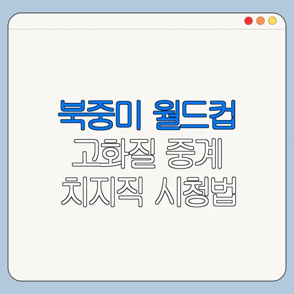 북중미 월드컵 고화질 중계 치지직 시청법