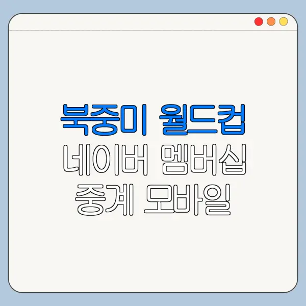 북중미 월드컵 네이버 멤버십 중계 모바일 시청