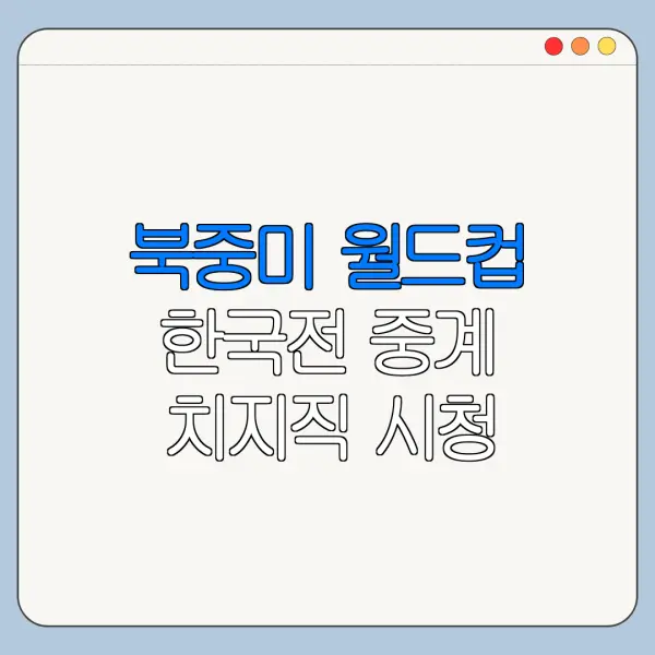 북중미 월드컵 한국전 중계 치지직 시청 여부