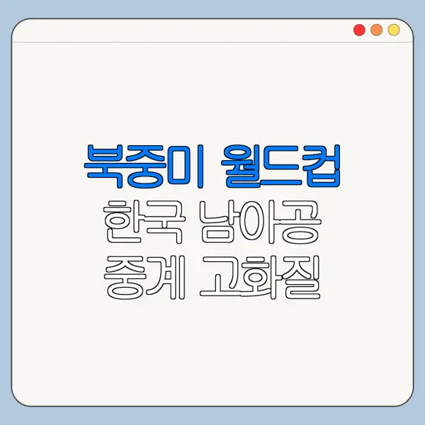 북중미 월드컵 한국 남아공 중계 고화질 설정