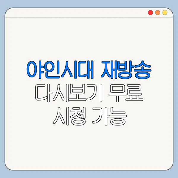 야인시대 재방송 다시보기 무료 시청 가능 여부와 주의사항