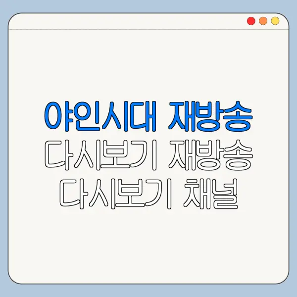 야인시대 재방송 다시보기 재방송 다시보기 채널 정리