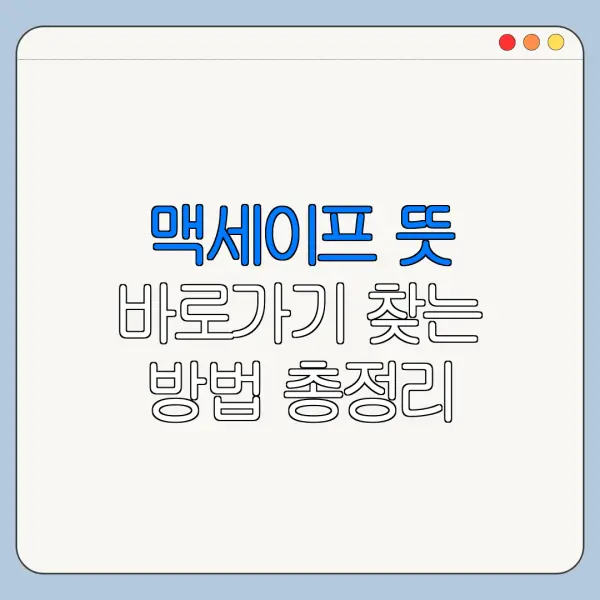 맥세이프 뜻 바로가기 찾는 방법 총정리