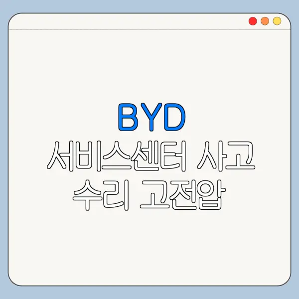 BYD 서비스센터 사고 수리 고전압 배터리 정비 서비스센터 찾기 최신 정리