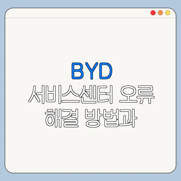 BYD 서비스센터 오류 해결 방법과 주의사항