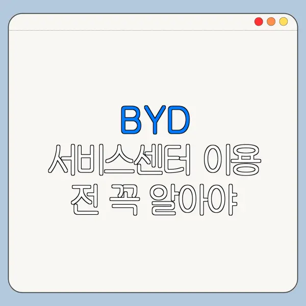 BYD 서비스센터 이용 전 꼭 알아야 할 핵심 정보