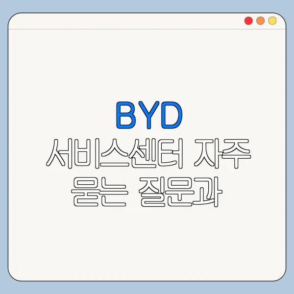 BYD 서비스센터 자주 묻는 질문과 답변 정리