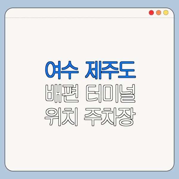 여수 제주도 배편 터미널 위치 주차장 탑승 절차 안내