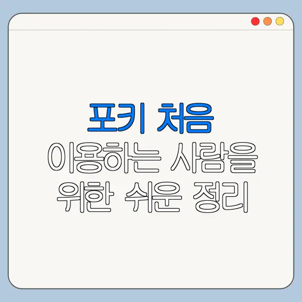 포키 처음 이용하는 사람을 위한 쉬운 정리