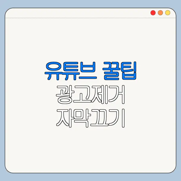 유튜브 꿀팁 광고제거 자막끄기 이름바꾸기 정리