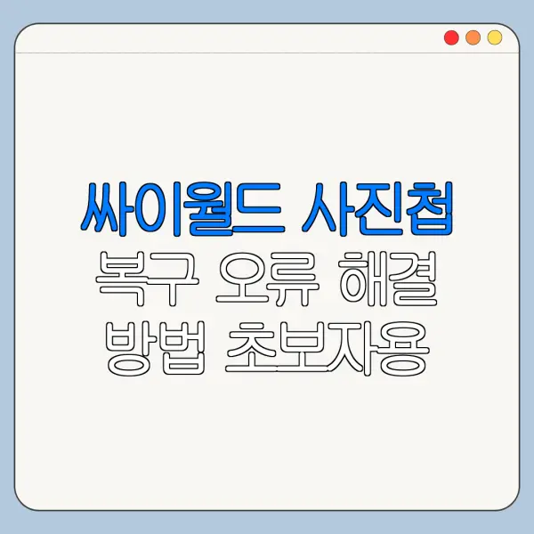 싸이월드 사진첩 복구 오류 해결 방법 초보자용 정리