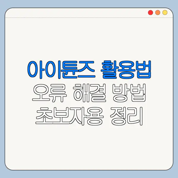 아이튠즈 활용법 오류 해결 방법 초보자용 정리