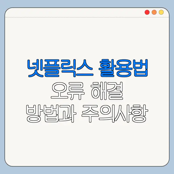 넷플릭스 활용법 오류 해결 방법과 주의사항