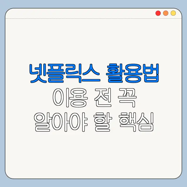 넷플릭스 활용법 이용 전 꼭 알아야 할 핵심 정보