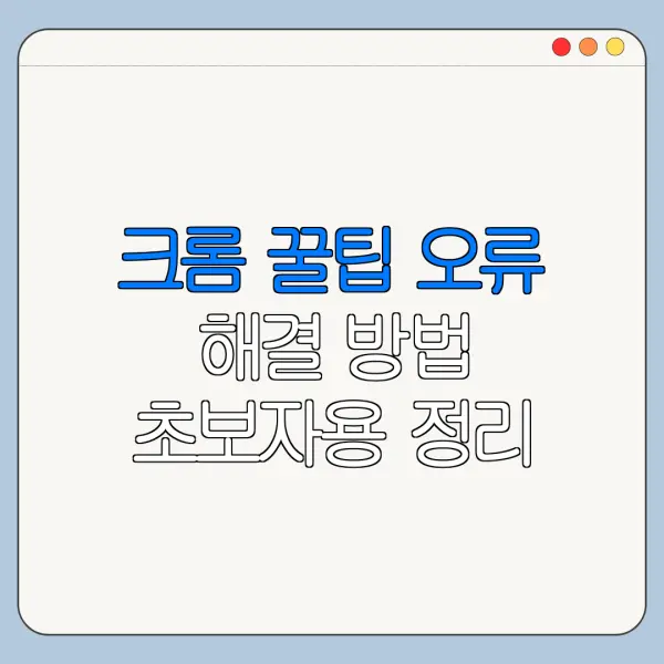 크롬 꿀팁 오류 해결 방법 초보자용 정리