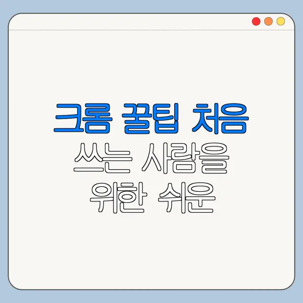 크롬 꿀팁 처음 쓰는 사람을 위한 쉬운 사용법