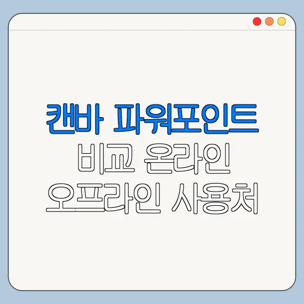 캔바 파워포인트 비교 온라인 오프라인 사용처 조회 방법