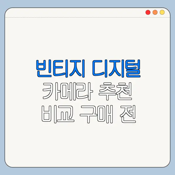 빈티지 디지털 카메라 추천 비교 구매 전 확인사항
