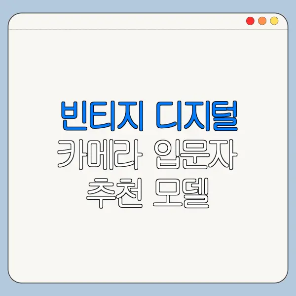 빈티지 디지털 카메라 입문자 추천 모델 고르는 법