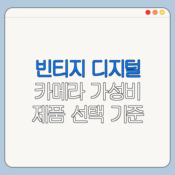 빈티지 디지털 카메라 가성비 제품 선택 기준 정리