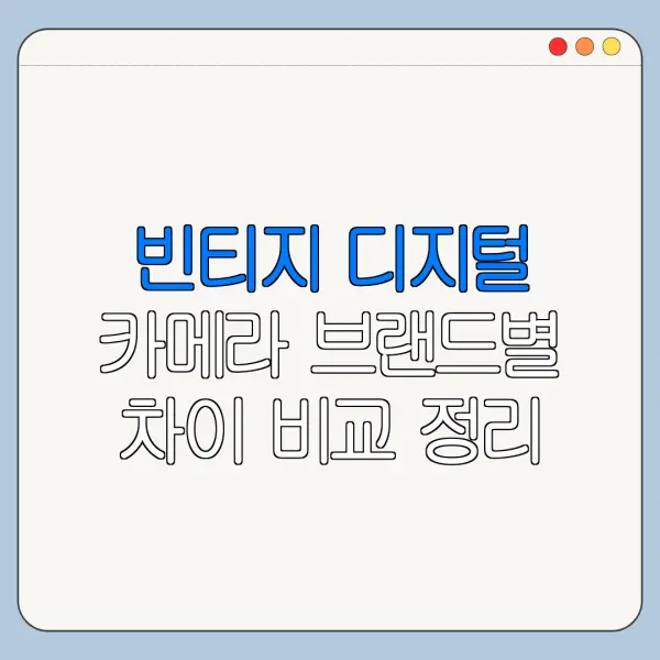 빈티지 디지털 카메라 브랜드별 차이 비교 정리