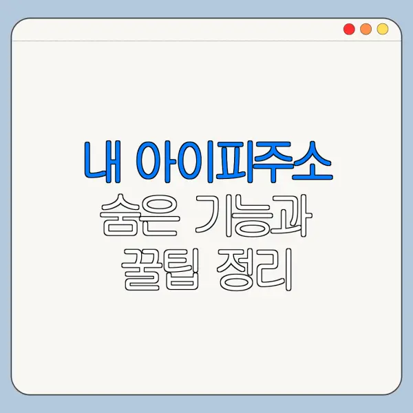 내 아이피주소 숨은 기능과 꿀팁 정리
